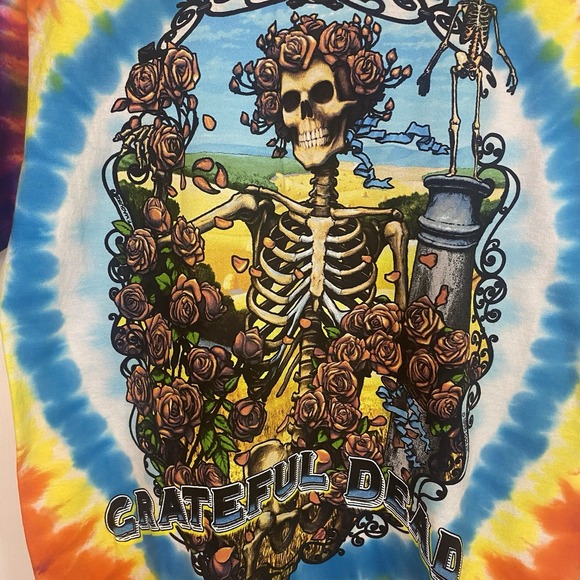 Grateful Dead‎ T-Shirt Men's Medium NEW Tie Dye Liquid Blue Bertha Skeleton 90's - Picture 2 of 4